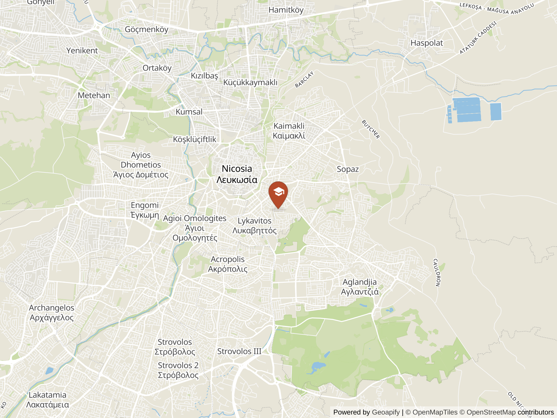 Map of American International School in Cyprus