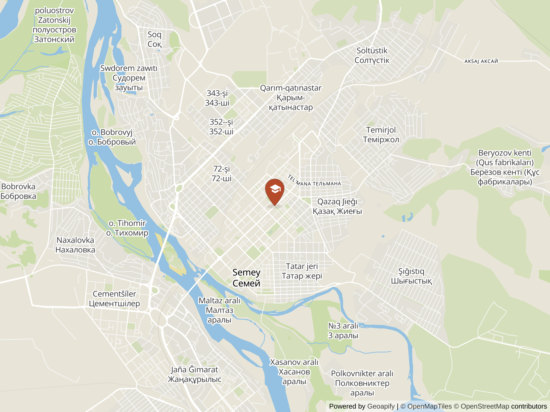 Map of Nazarbayev Intellectual School of Science and Mathematics in Semey