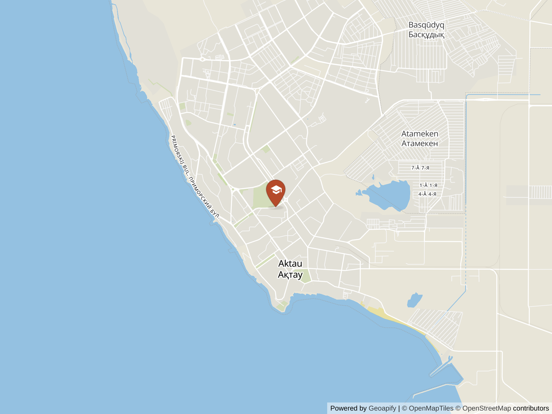 Map of Nazarbayev Intellectual School of Science and Mathematics in Aktau