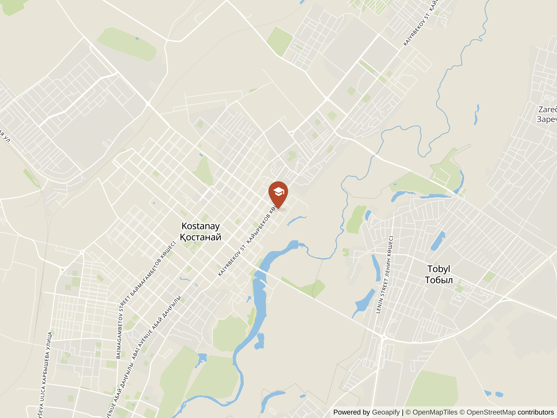 Map of Nazarbayev Intellectual school of Science and Mathematics in Kostanay