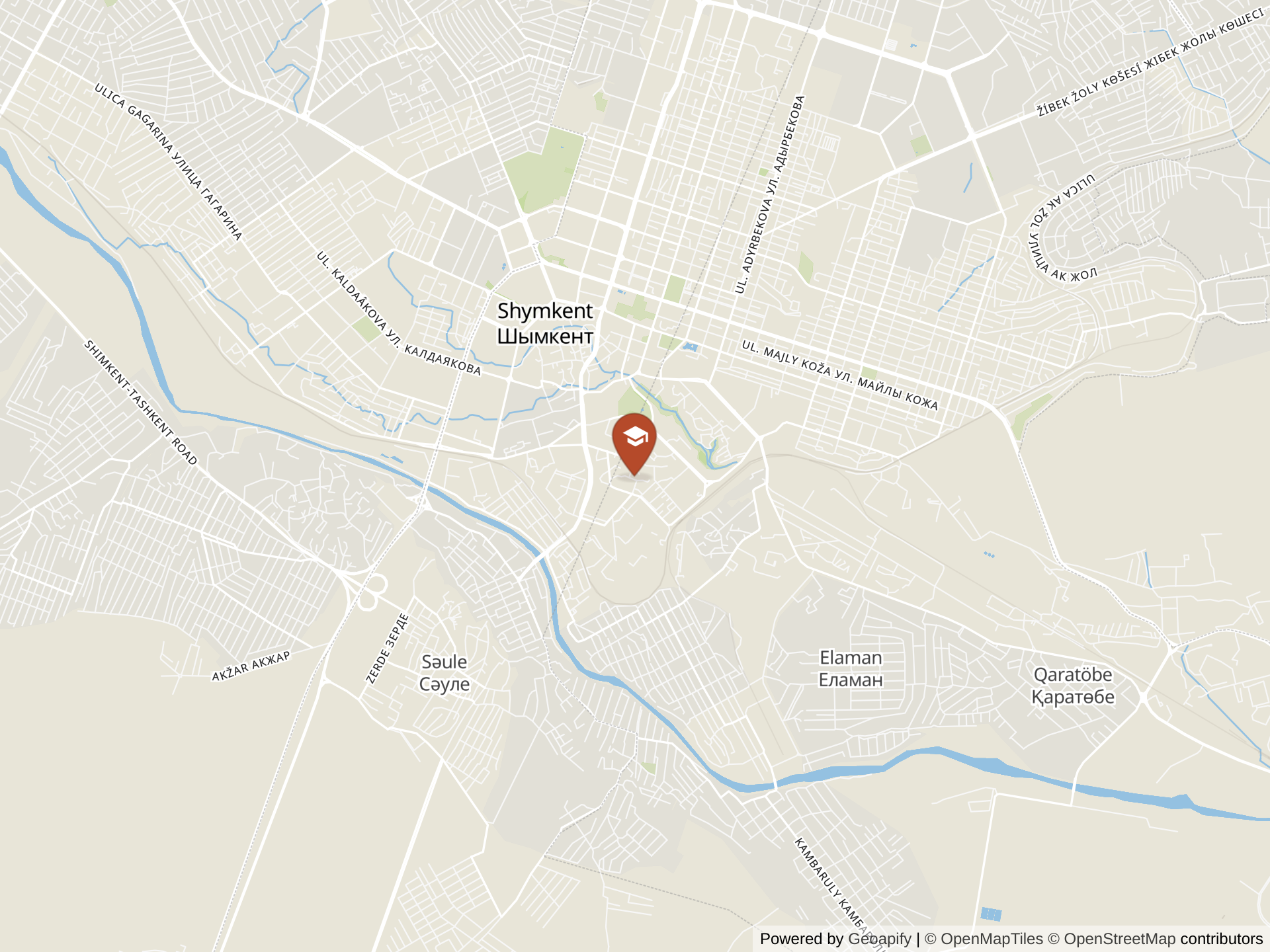 Map of Nazarbayev Intellectual School of Science and Mathematics in Karatau district of Shymkent