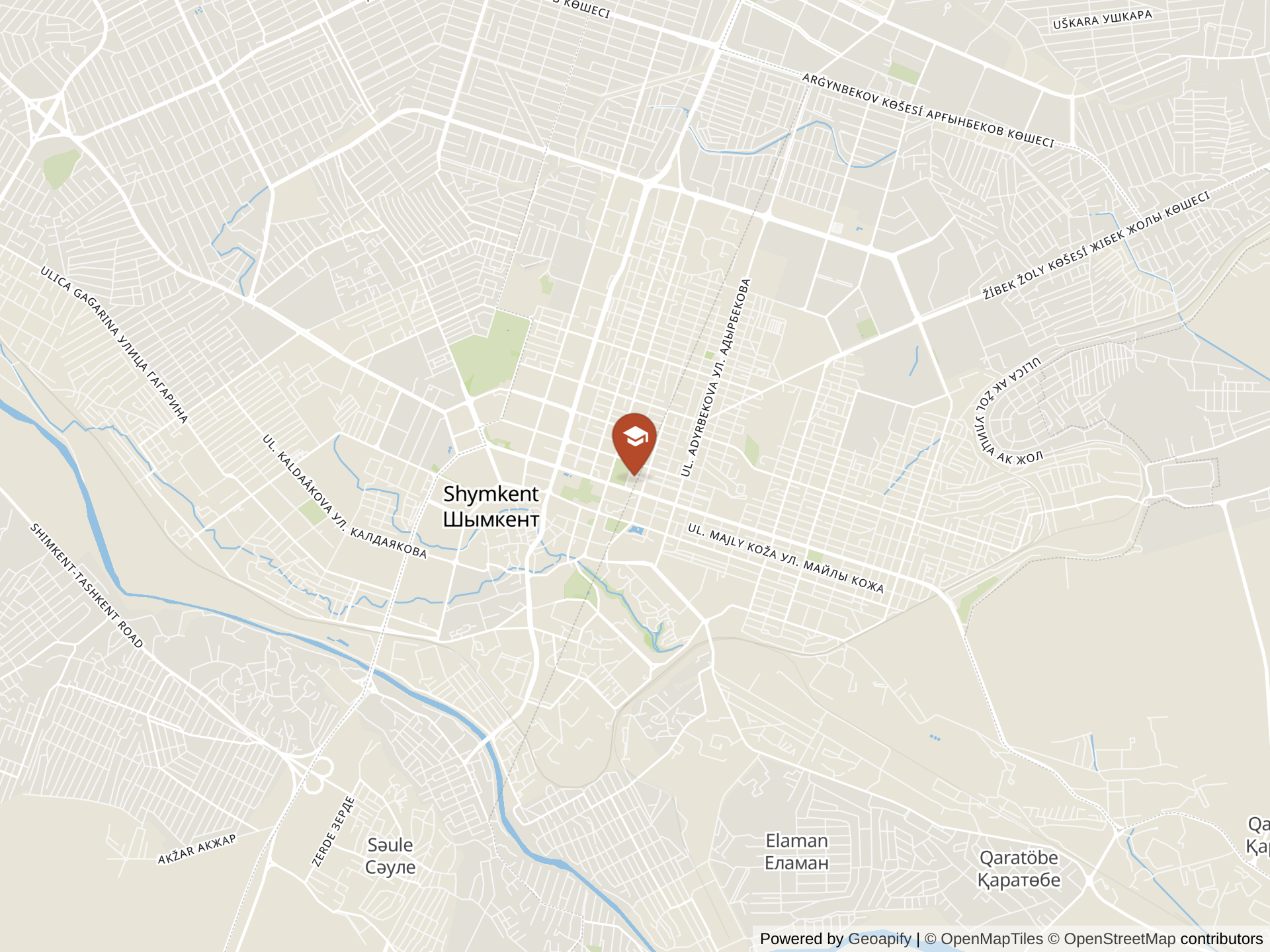 Map of Nazarbayev Intellectual School of Science and Mathematics in Abay district of Shymkent