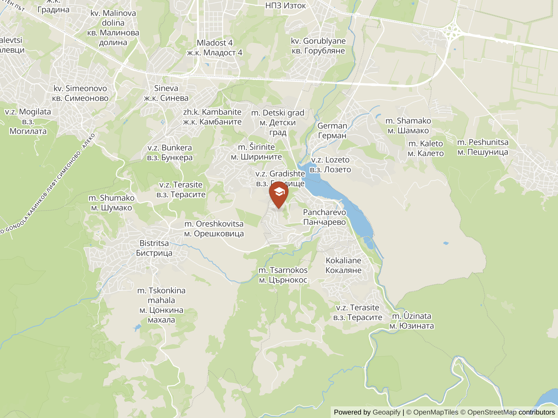 Map of Anglo American School of Sofia