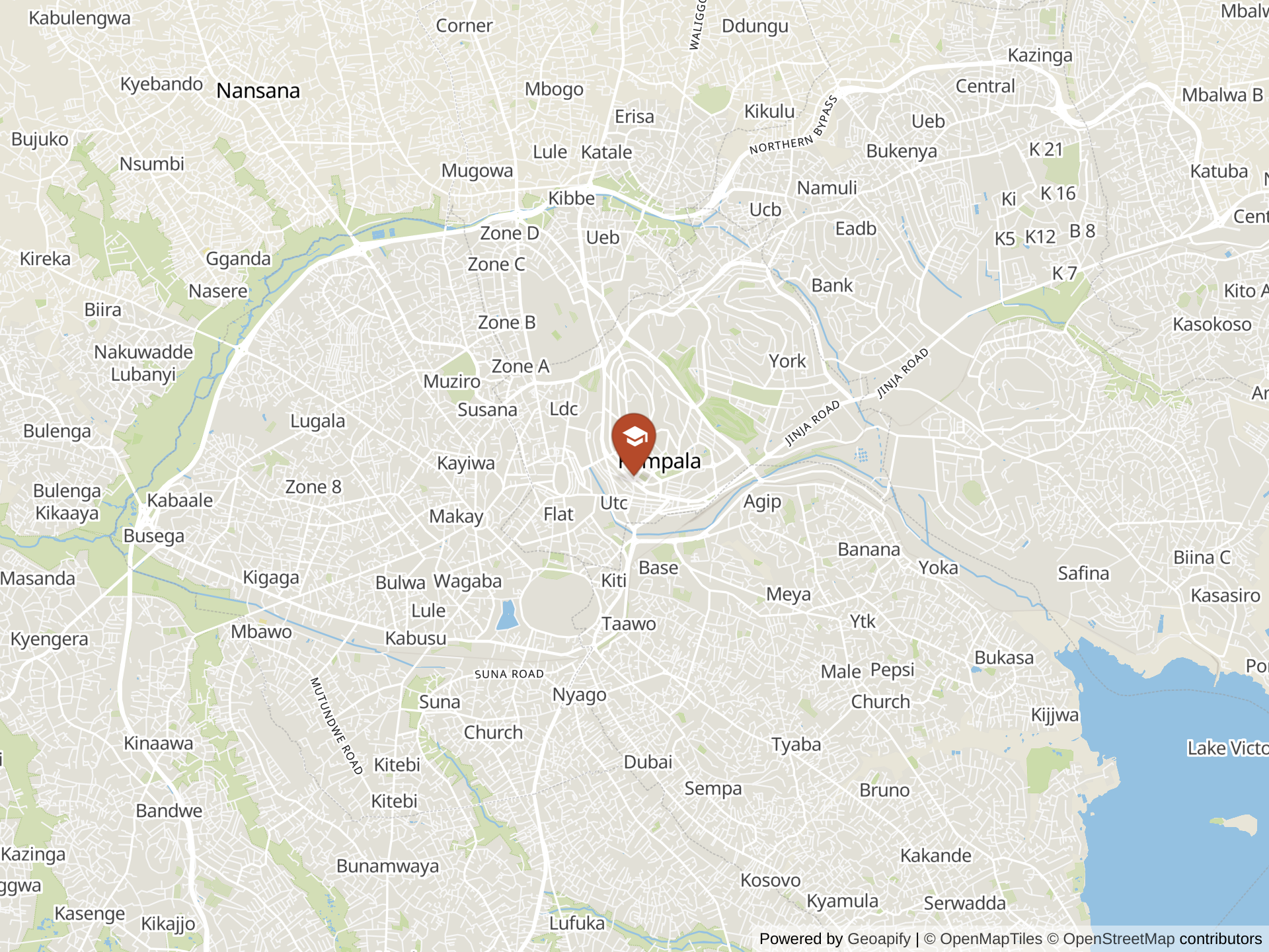 Map of Galaxy International School Uganda