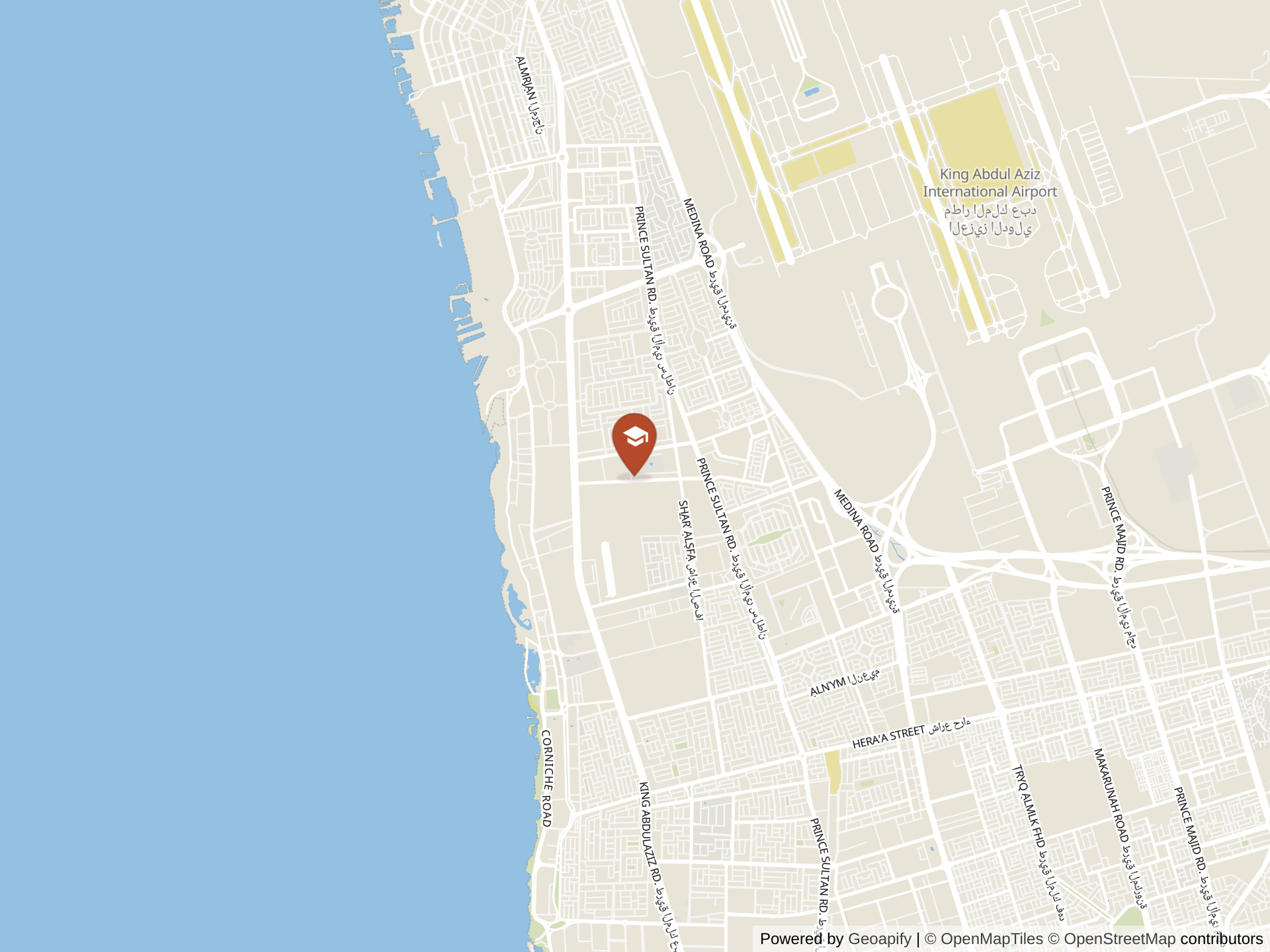 Map of The British International School of Jeddah