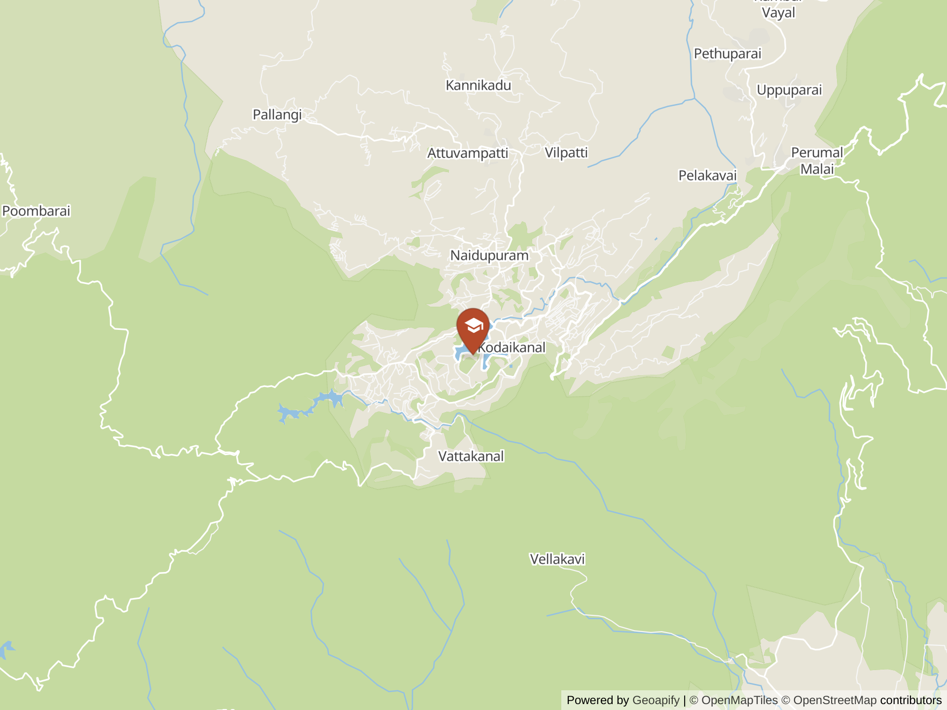 Mapa de Kodaikanal International School