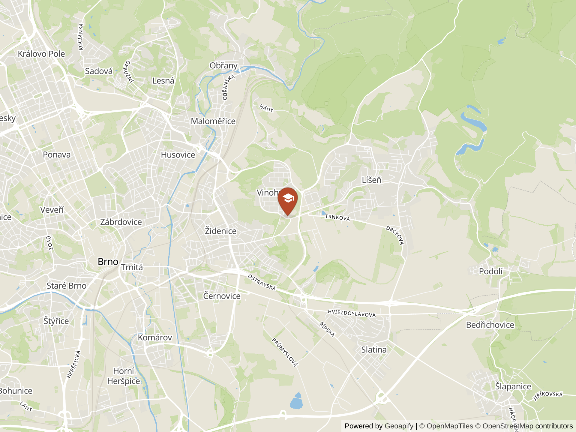 Map of International School of Brno