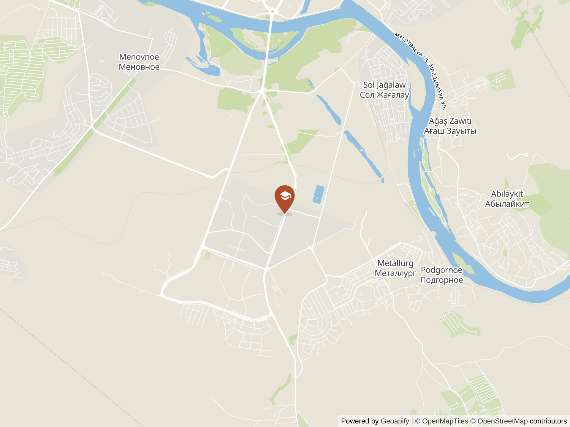 Map of Nazarbayev Intellectual School of Science and Mathematics in Oskemen
