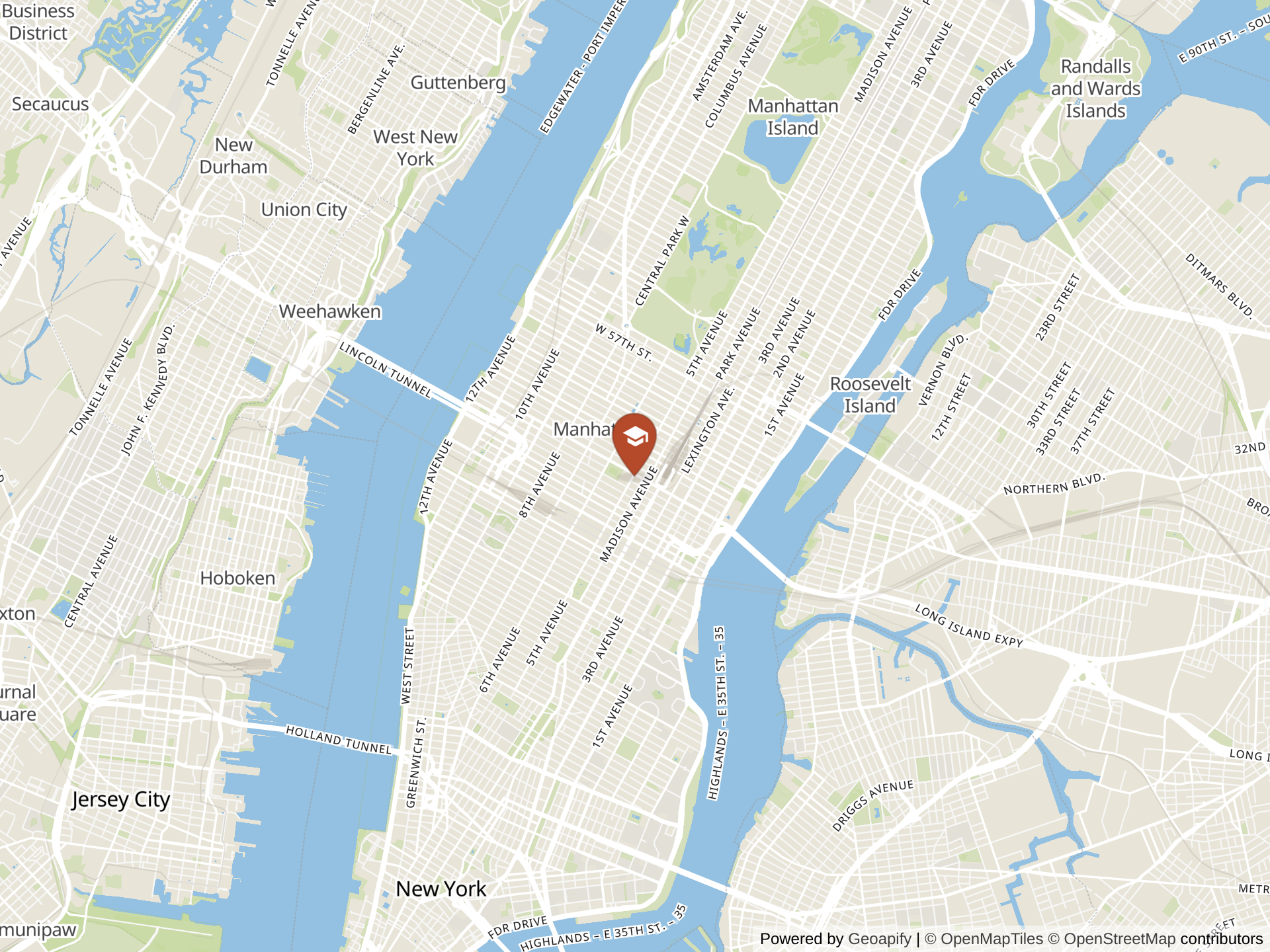 Map of United Nations International School