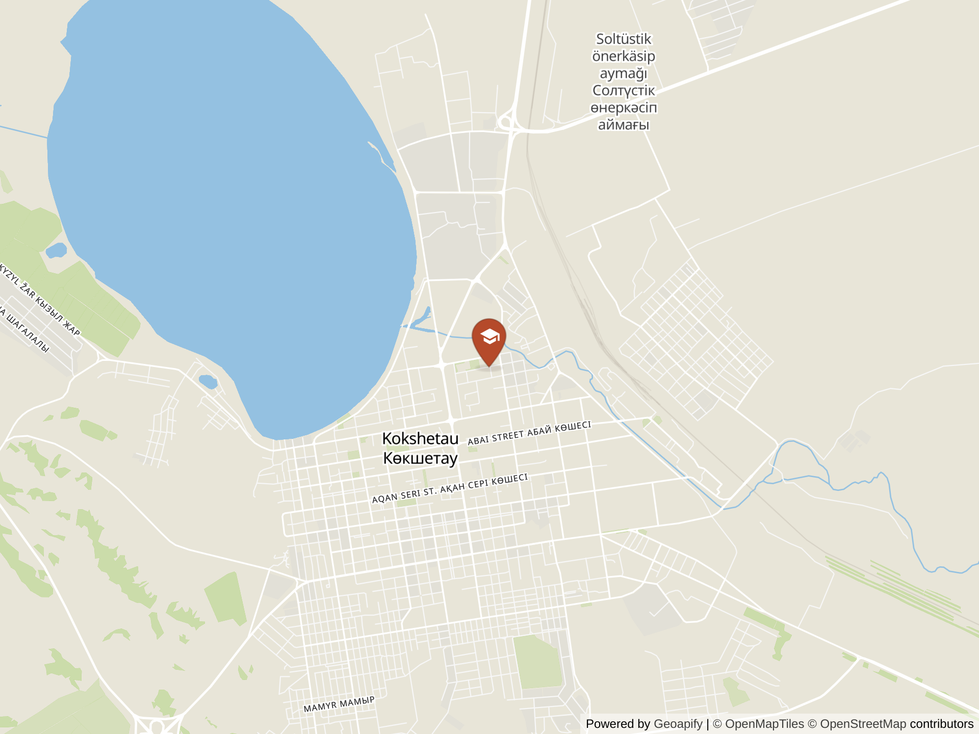 Map of Nazarbayev Intellectual School of Science and Mathematics in Kokshetau