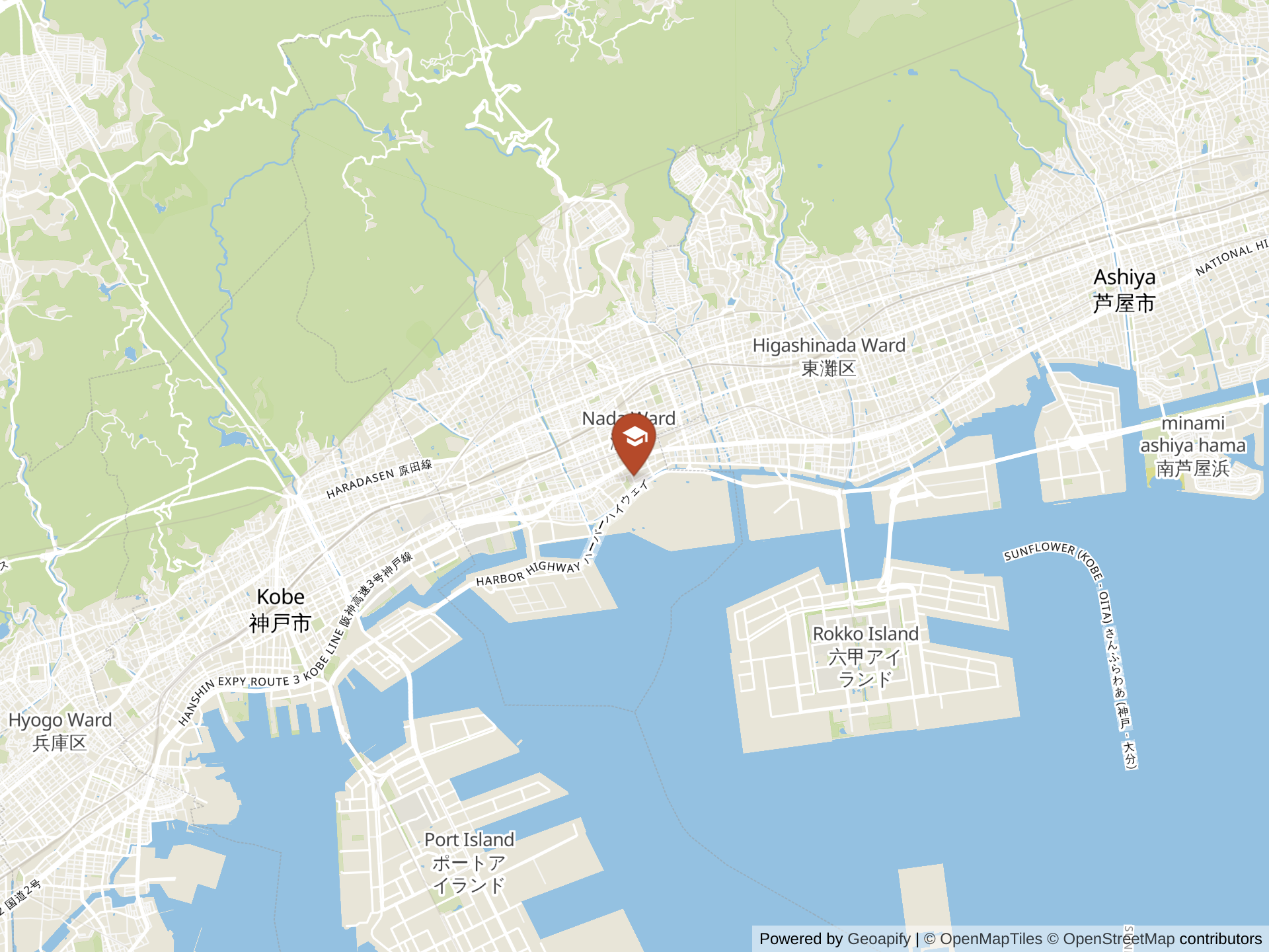 Map of Kansai International Academy Kobe Campus