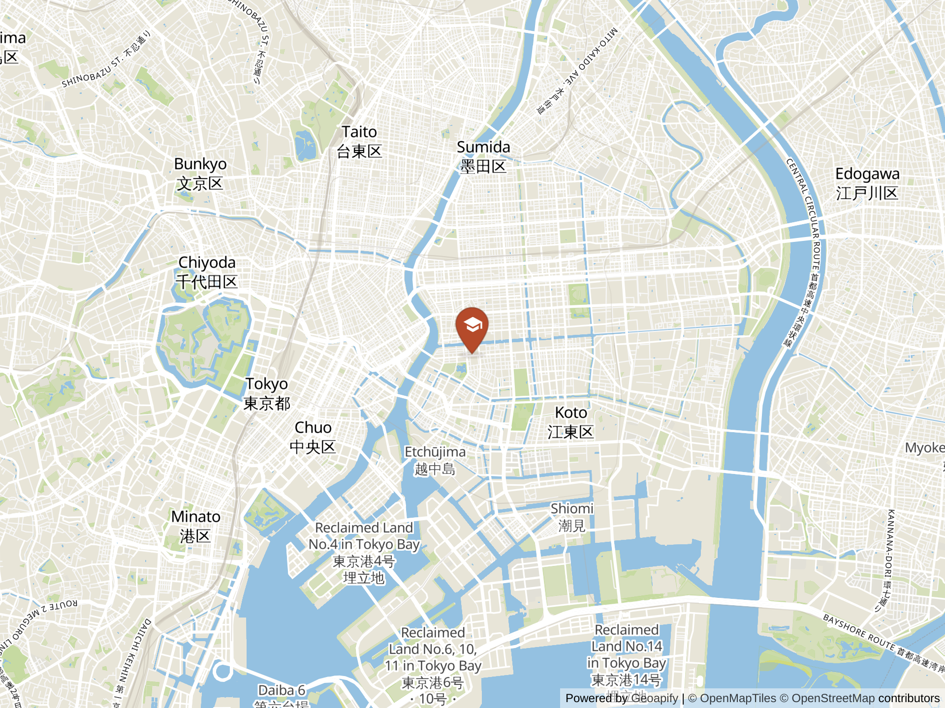 Map of K. International School Tokyo