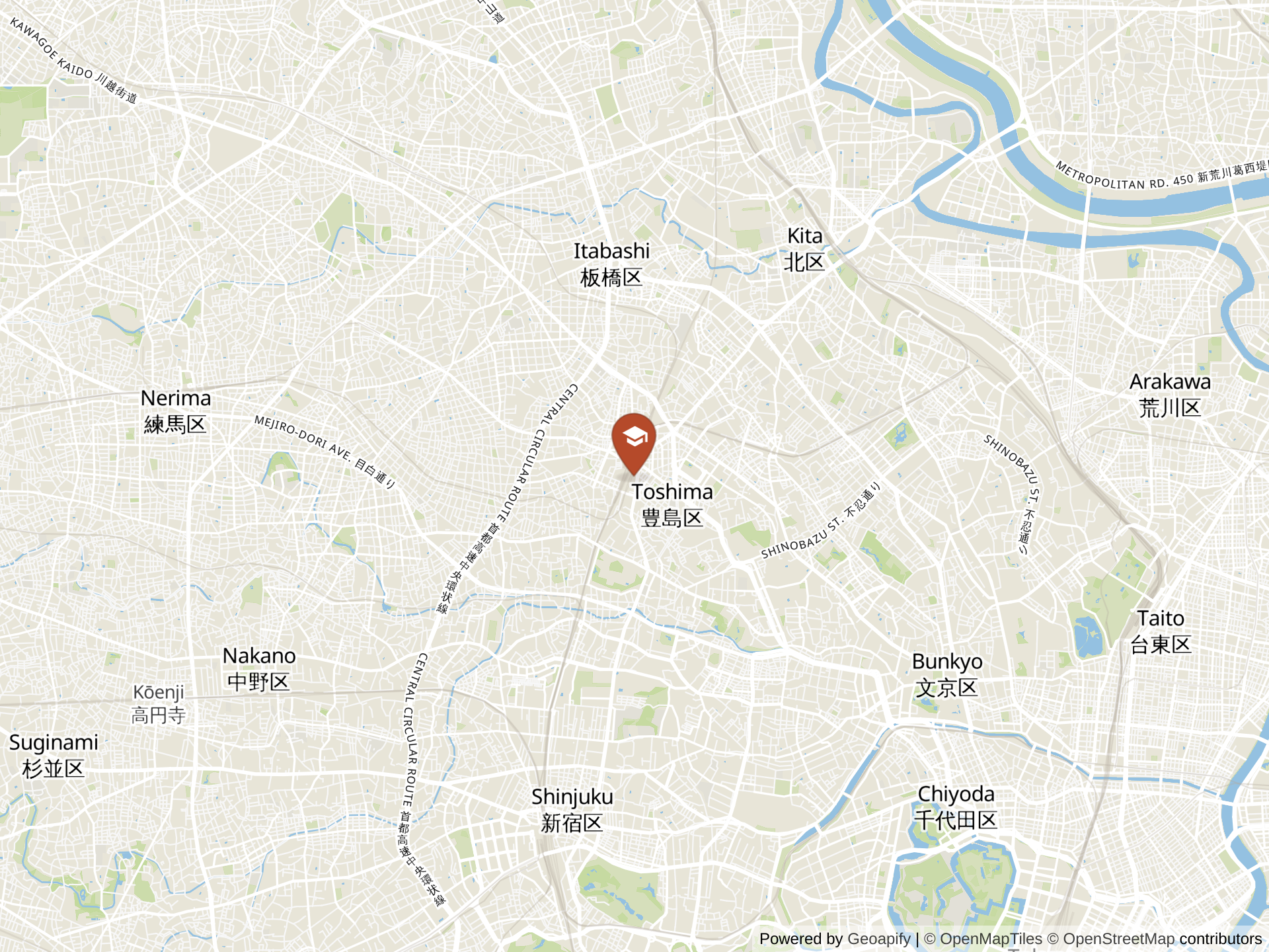 Map of New International School of Japan