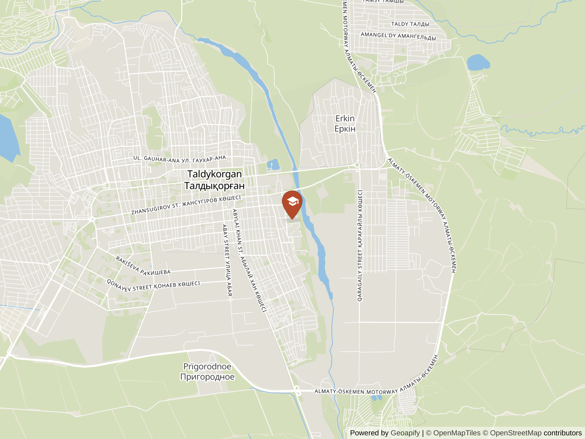 Map of Nazarbayev Intellectual School of Science and Mathematics in Taldykorgan