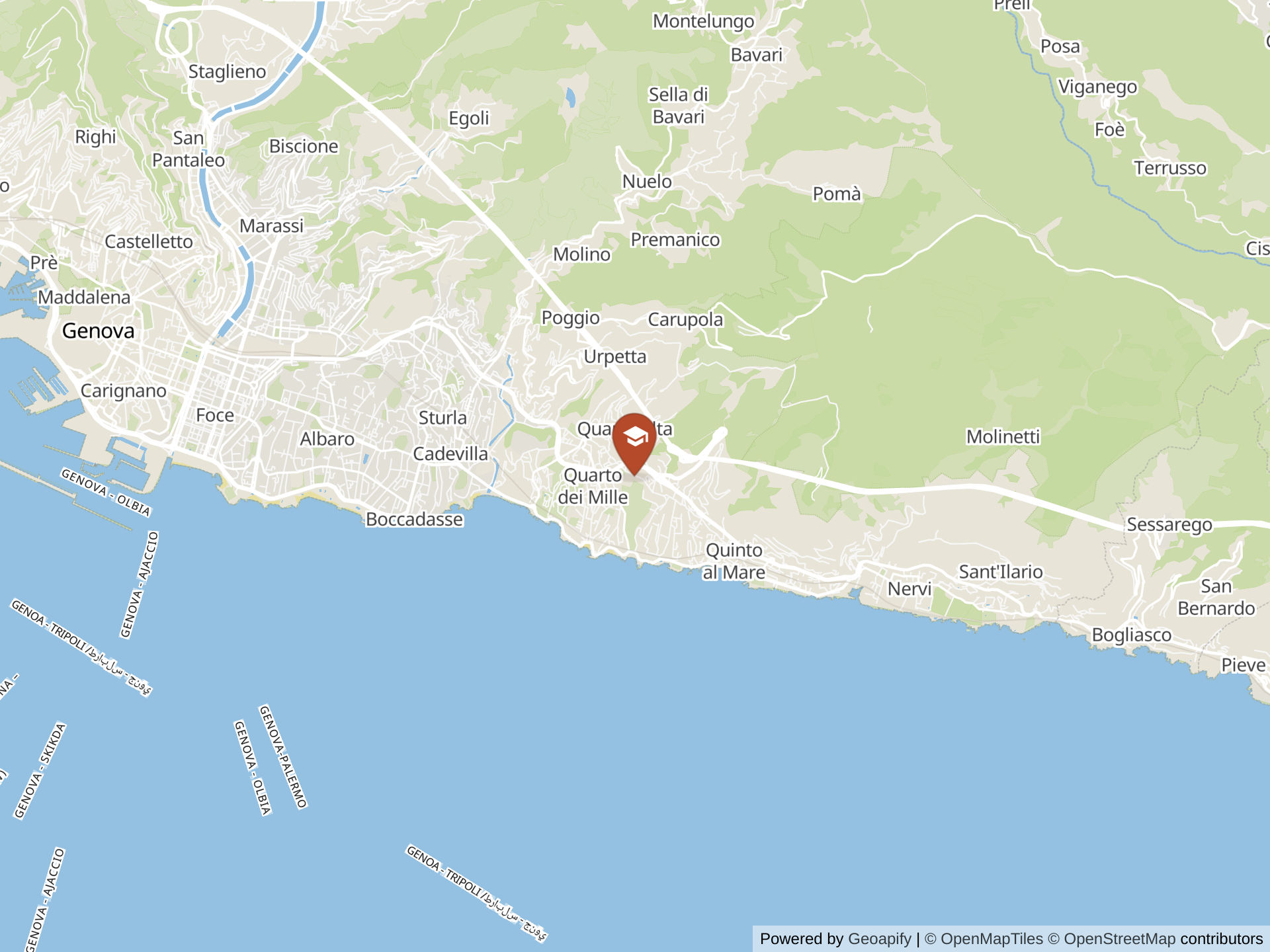 Map of The International School in Genoa