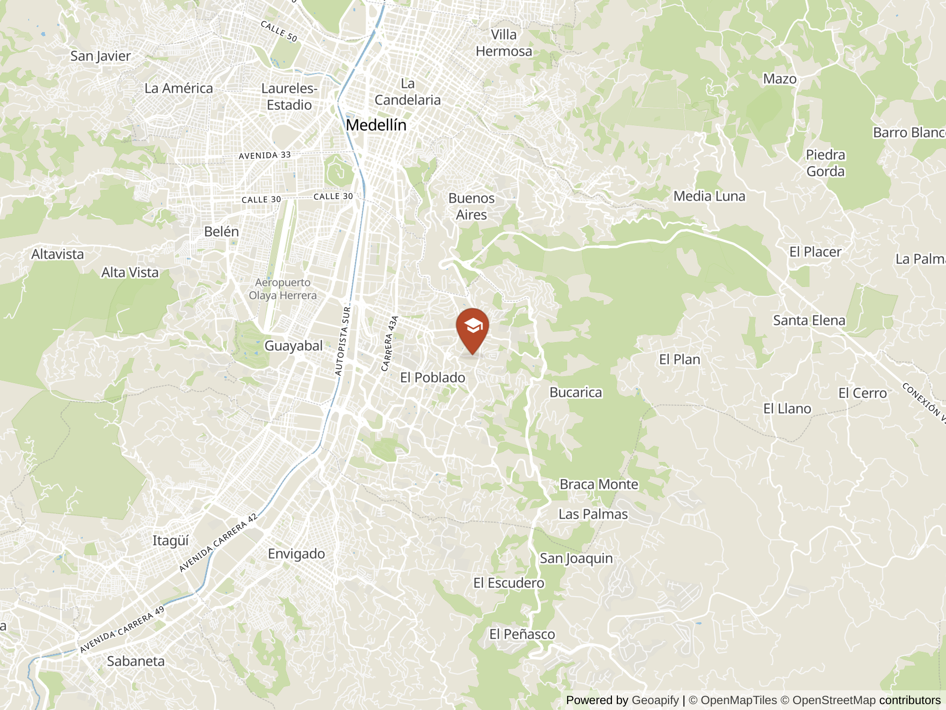 Map of Marymount School Medellin