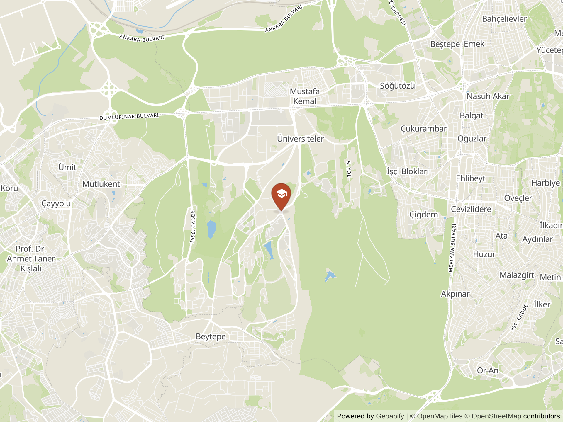 Map of Bilkent Laboratory & International School