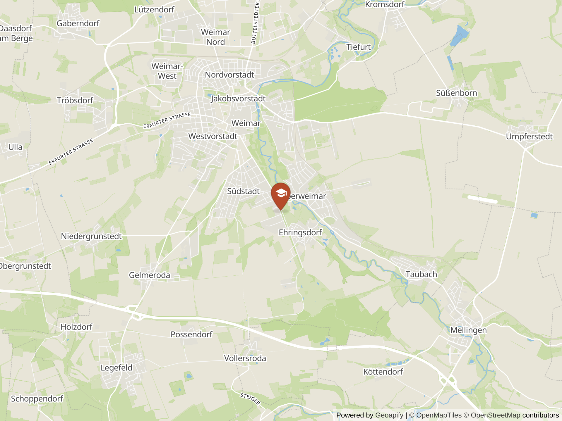 Map of Thuringia International School Weimar