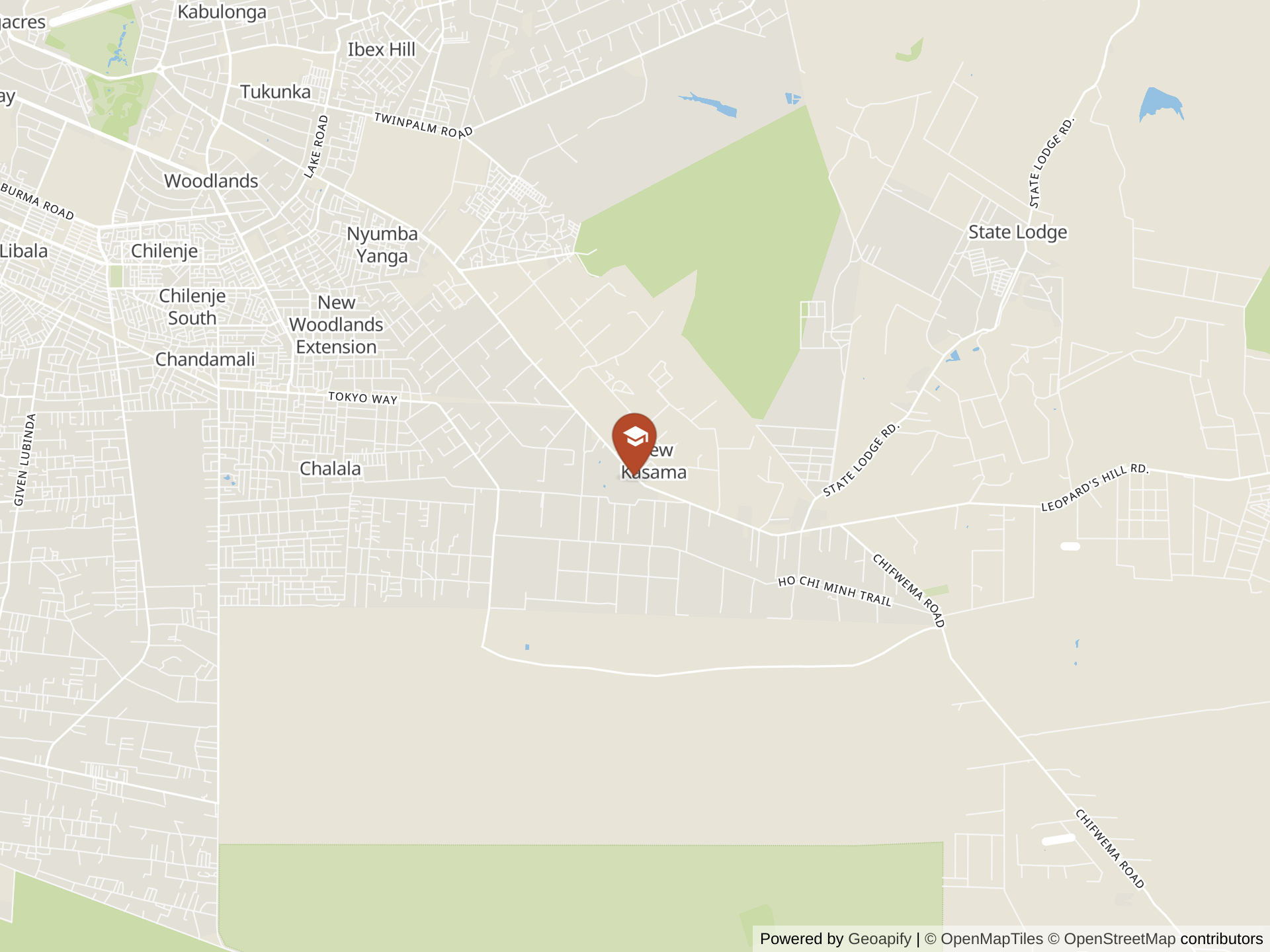 Map of American International School Lusaka