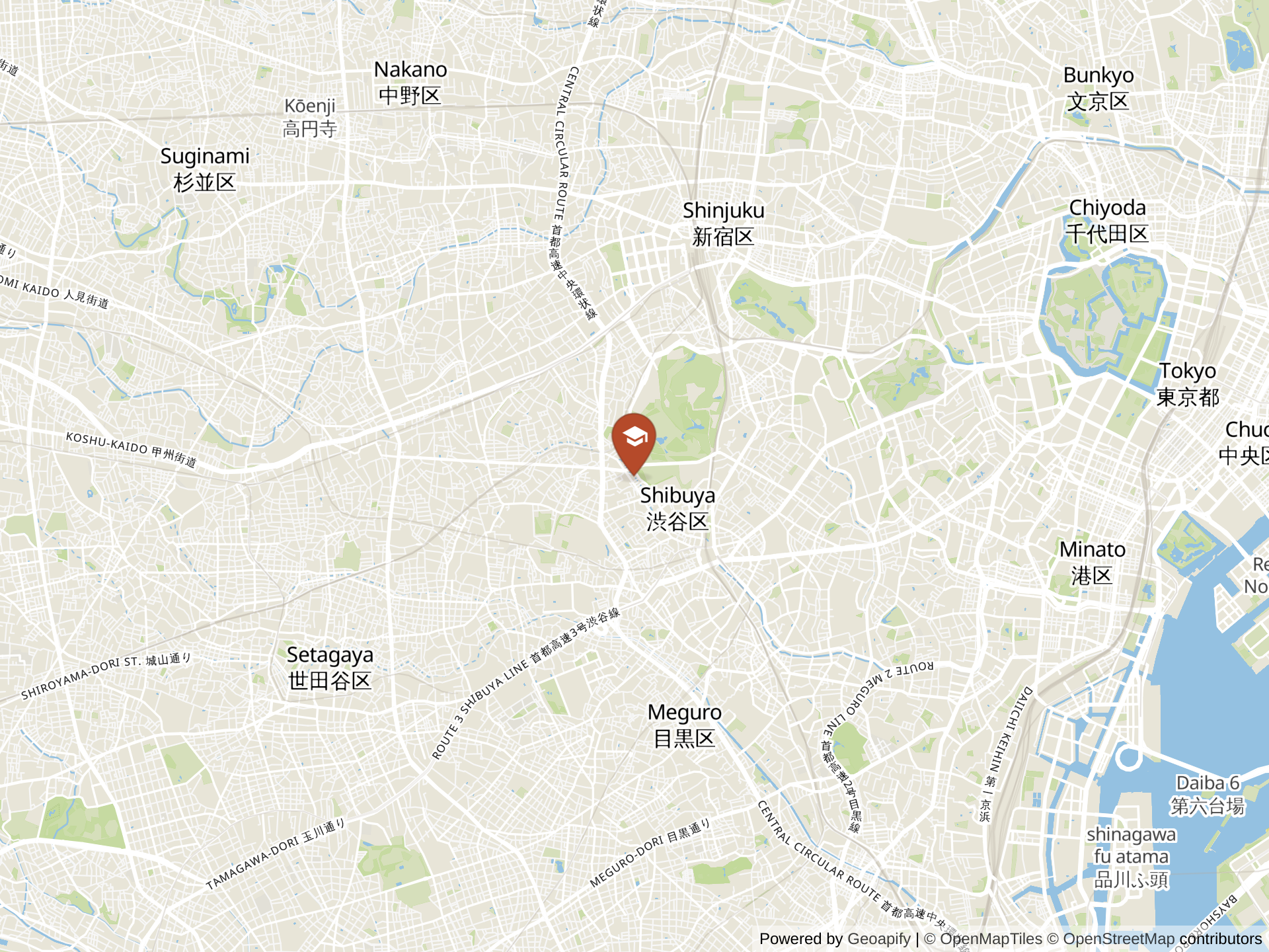 Map of Yoyogi International School