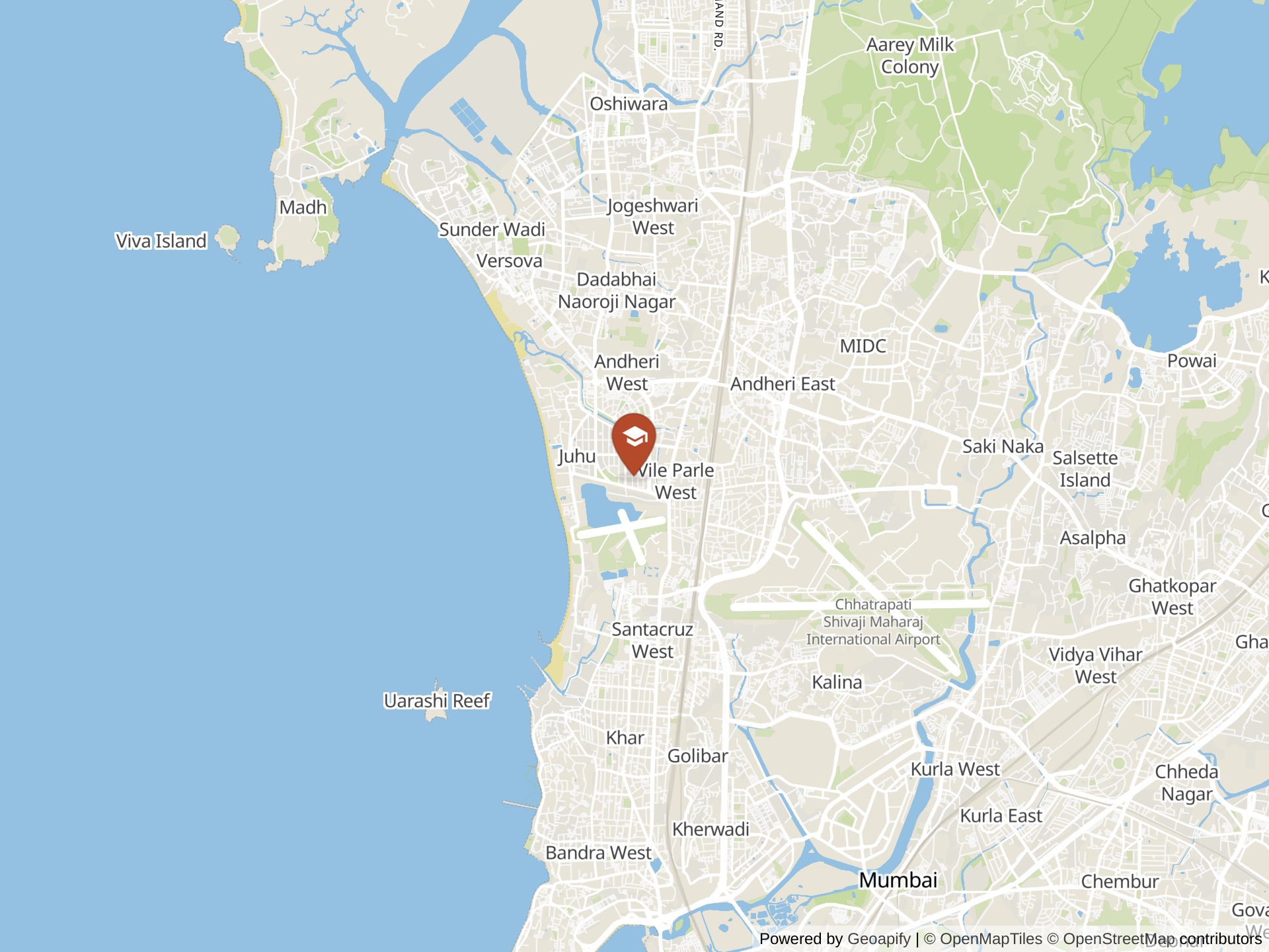 Map of Jamnabai Narsee International School