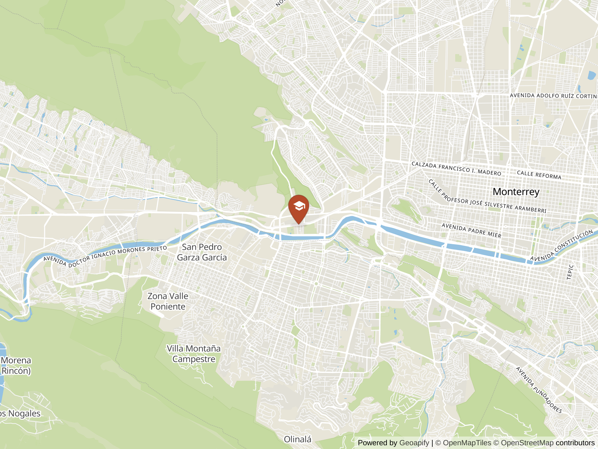Map of Euroamerican School of Monterrey