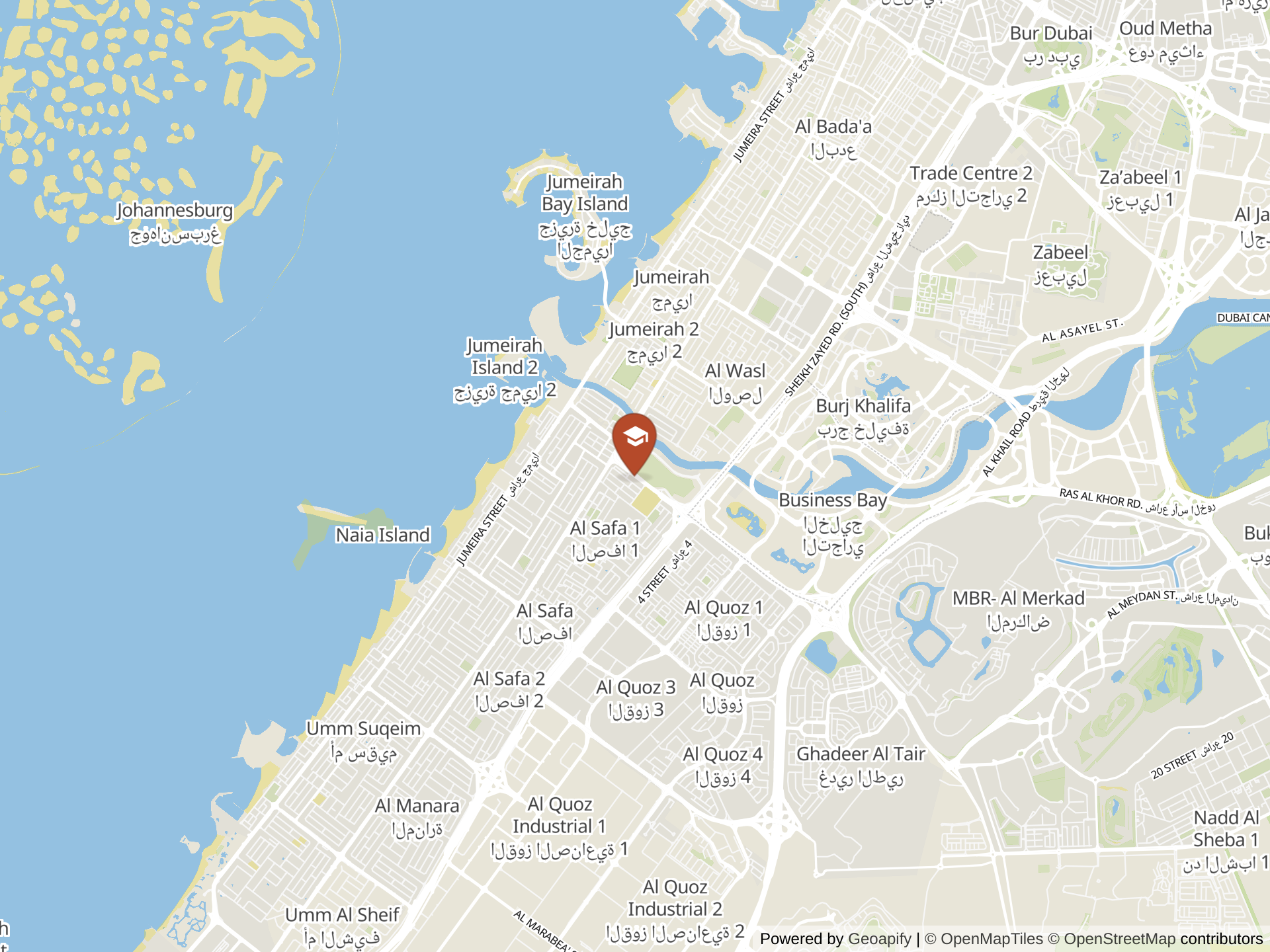 Map of Al Ittihad Private School, Jumeira