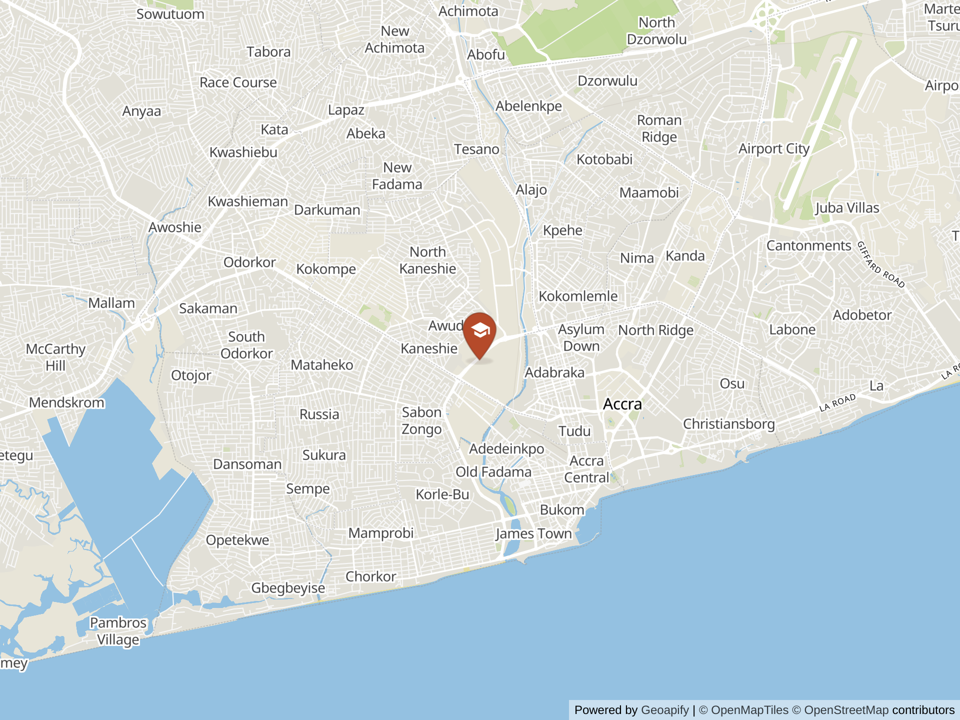 Map of Galaxy International School Ghana