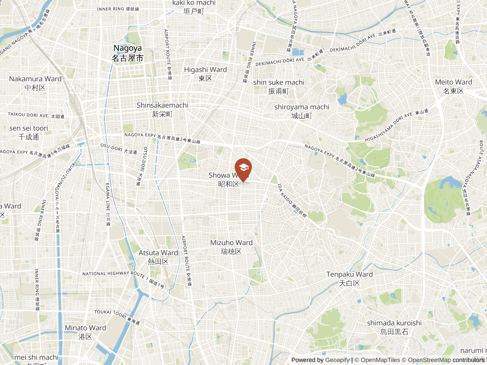 Map of Nagoya International Junior and Senior High School