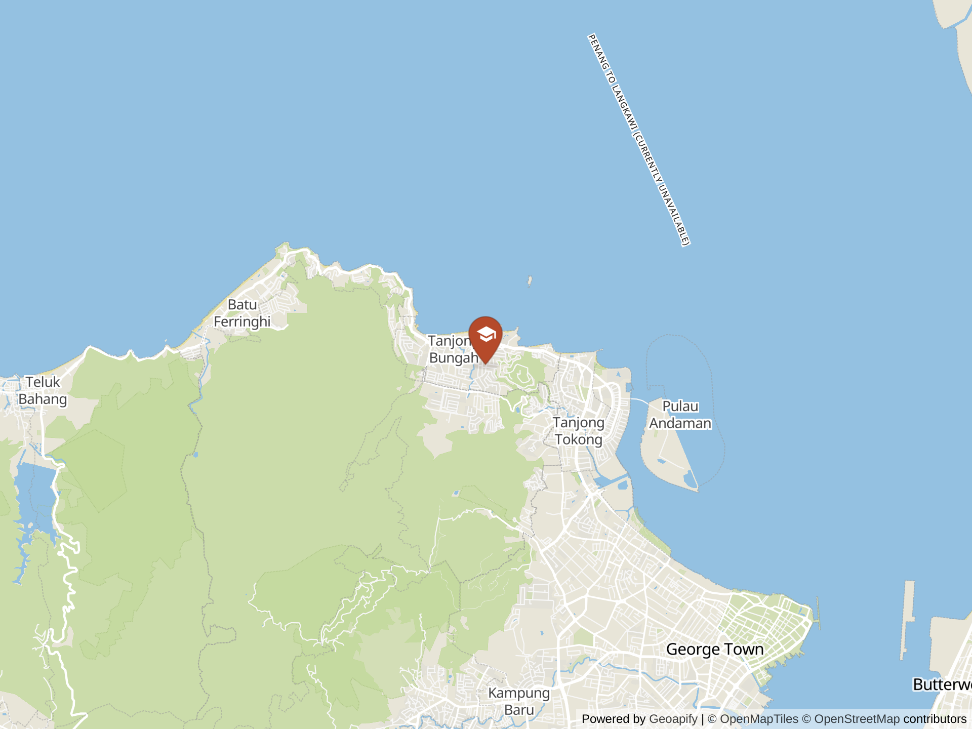 Map of Prince of Wales Island International School, Tanjung Bungah Campus