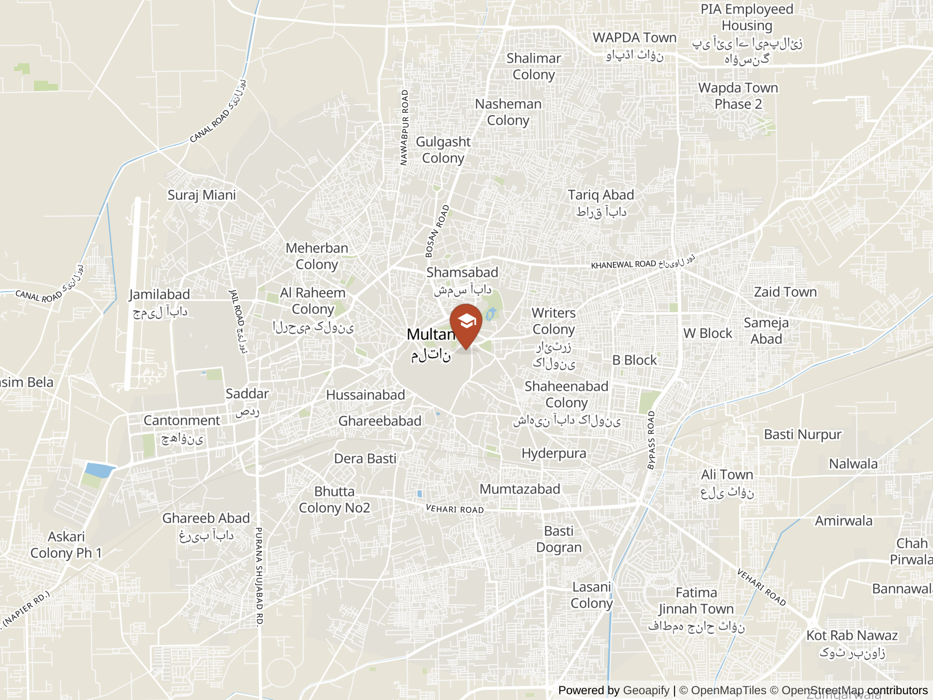 Map of Beaconhouse Newlands, Multan