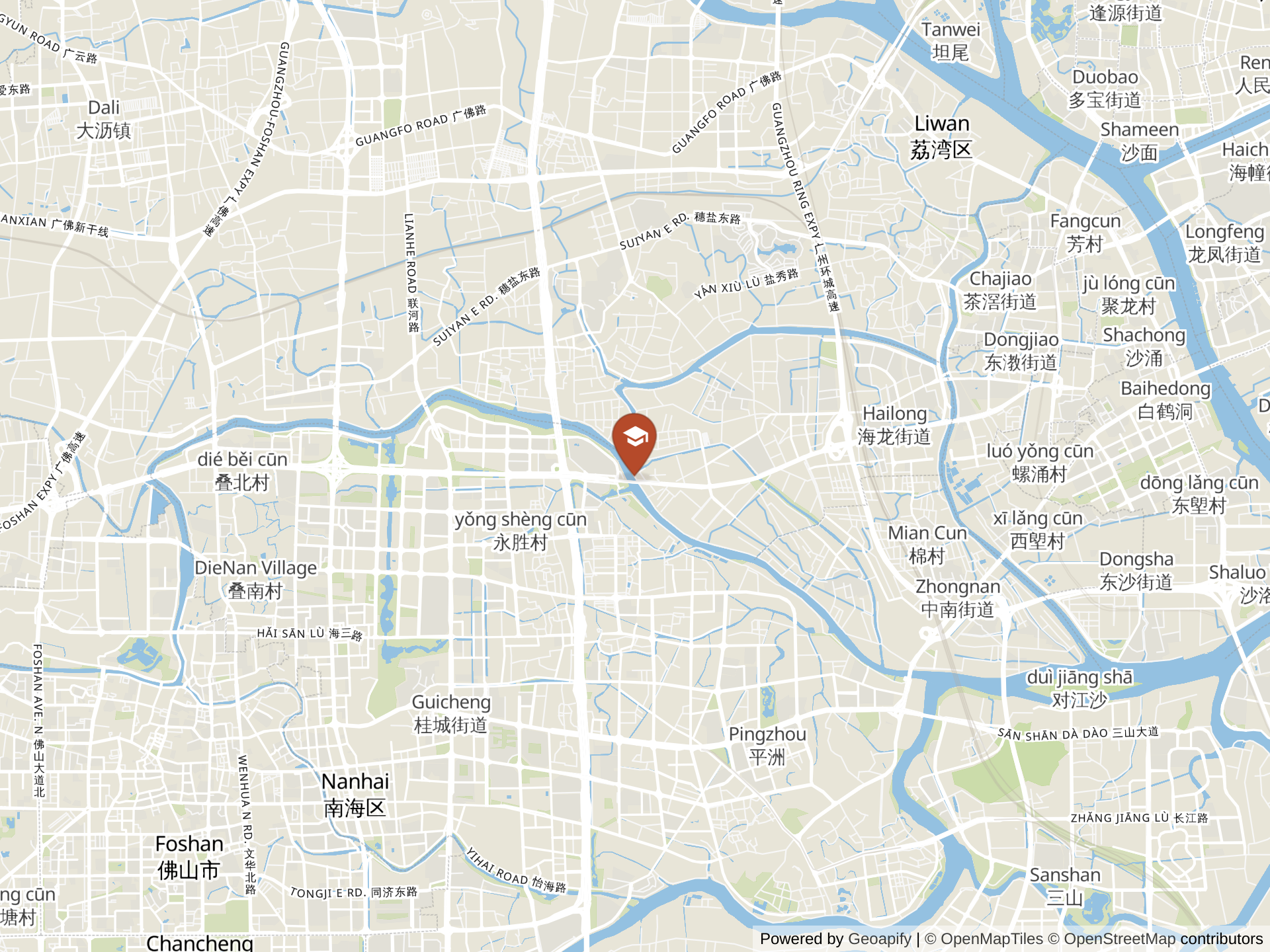 Map of ISA Liwan International and Wenhua School