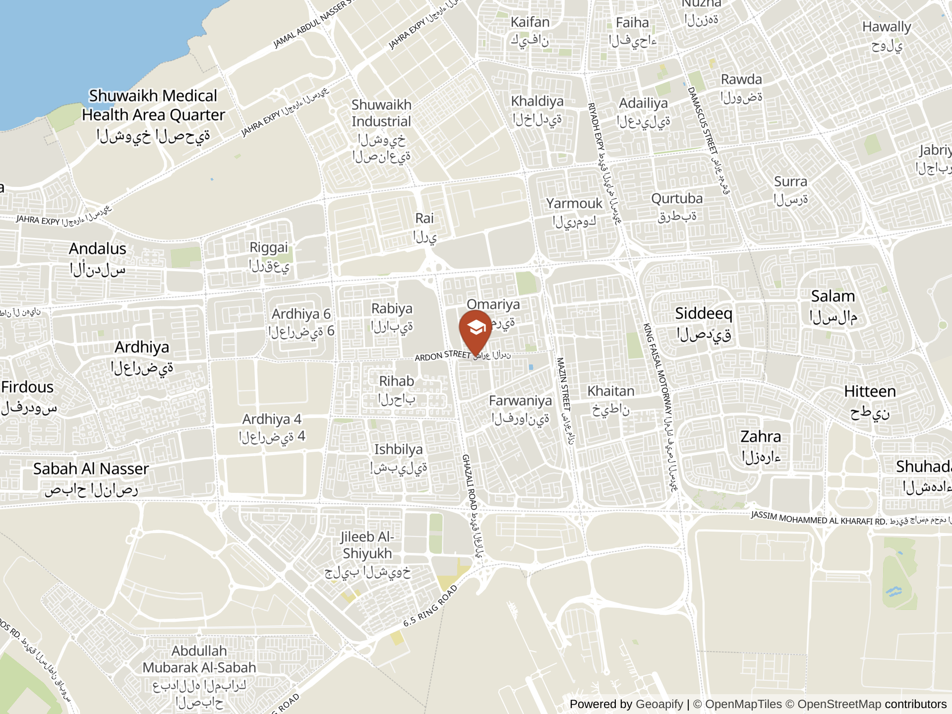 Map of Conductive Education School Kuwait