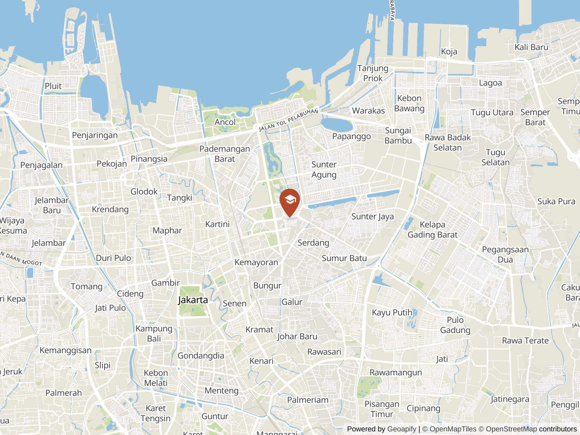 Map of Gandhi Memorial Intercontinental School, Jakarta