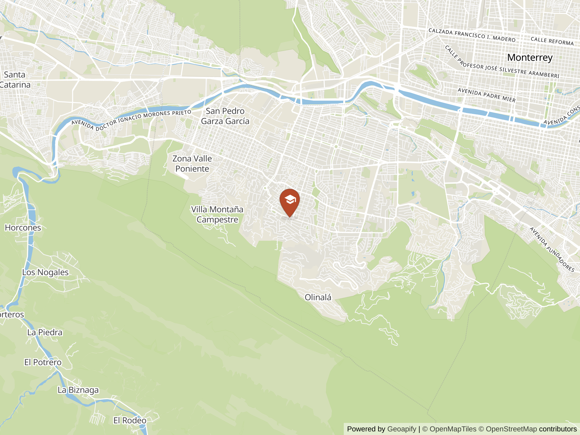 Mapa de American Institute of Monterrey - Chipinque/Huasteca