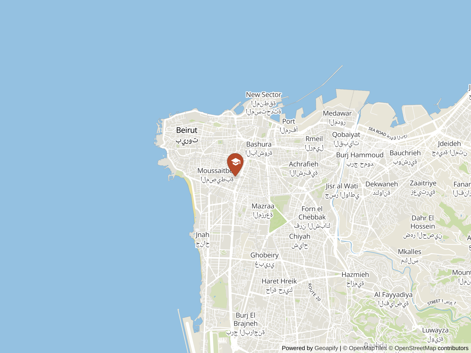 Map of Beirut Baptist School