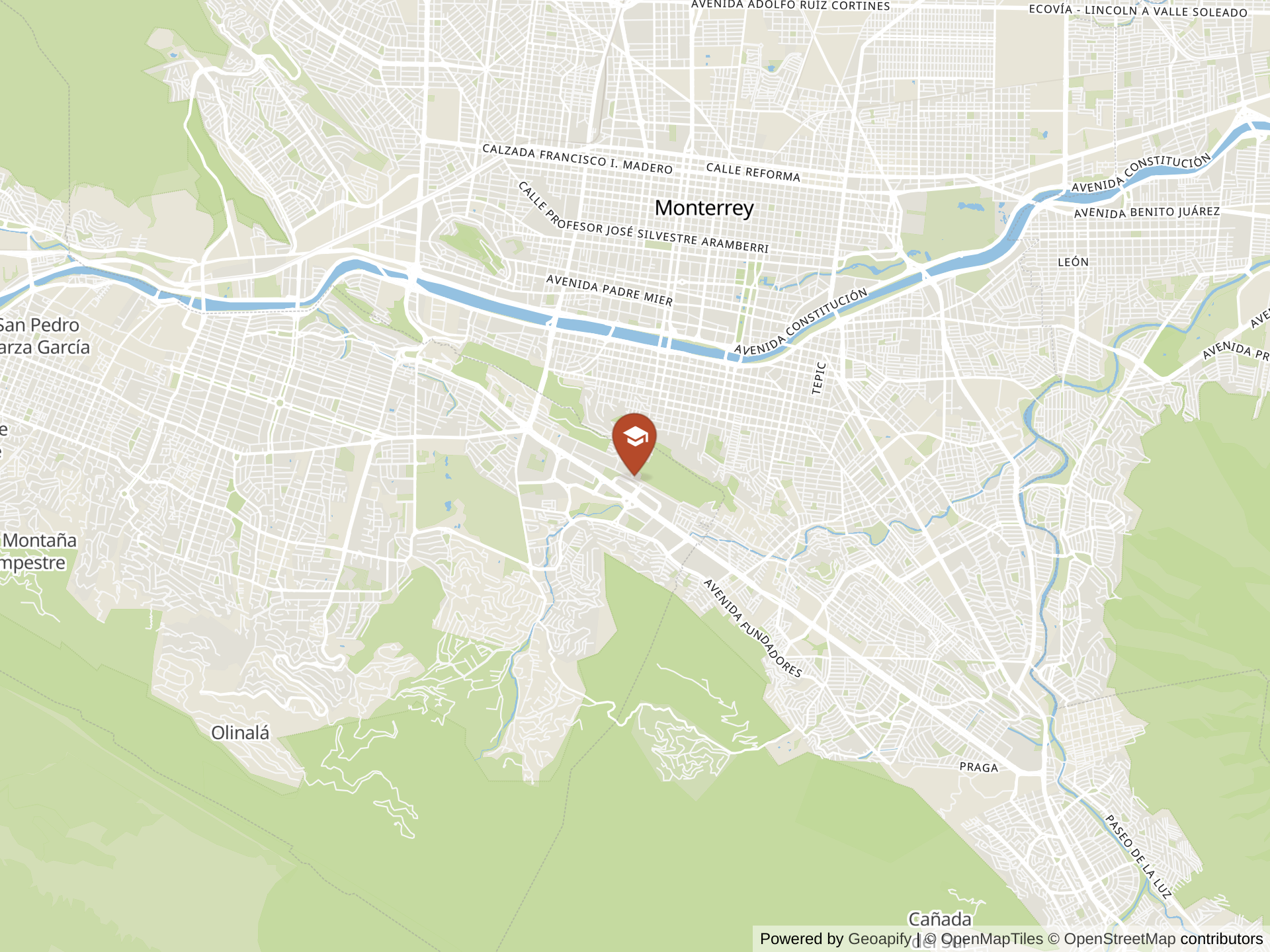 Map of American Institute of Monterrey - Valle