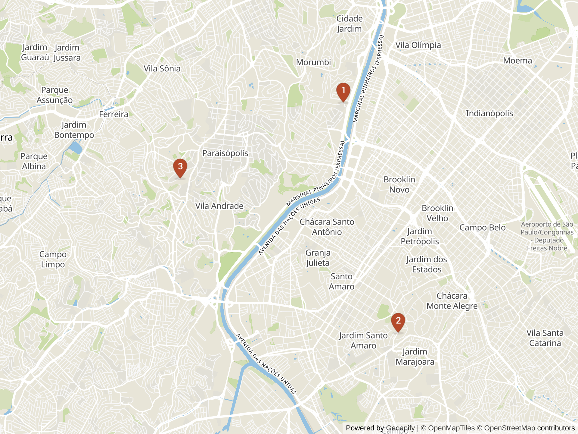 Mapa de colegios internacionales en São Paulo