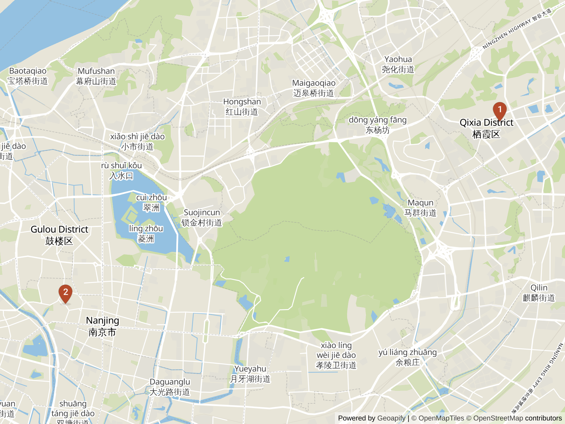 Mapa de colegios internacionales en Nankín