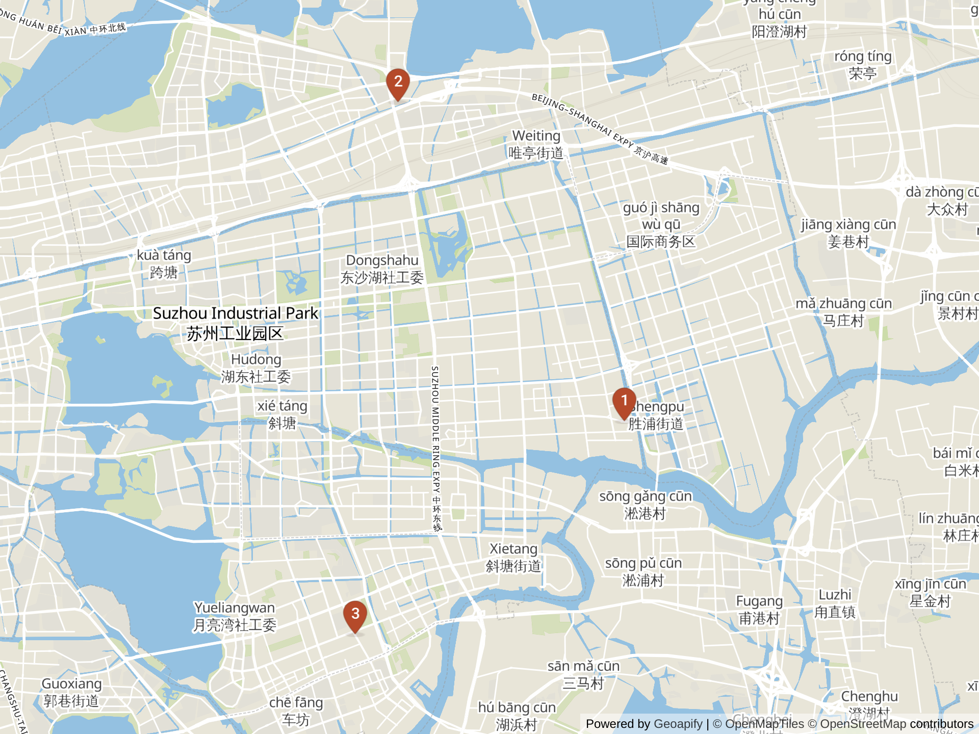 Mapa de colegios internacionales en Suzhou