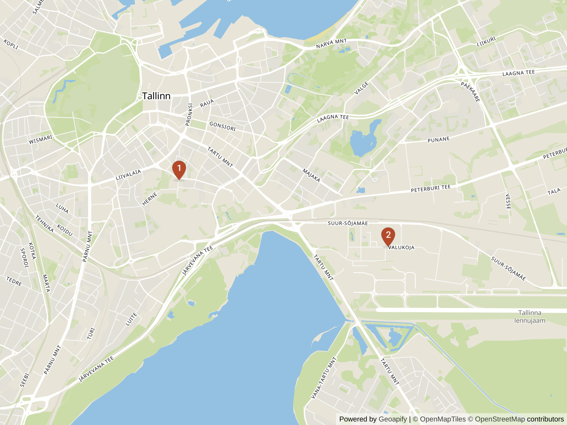 Tallinnのインターナショナルスクールの地図