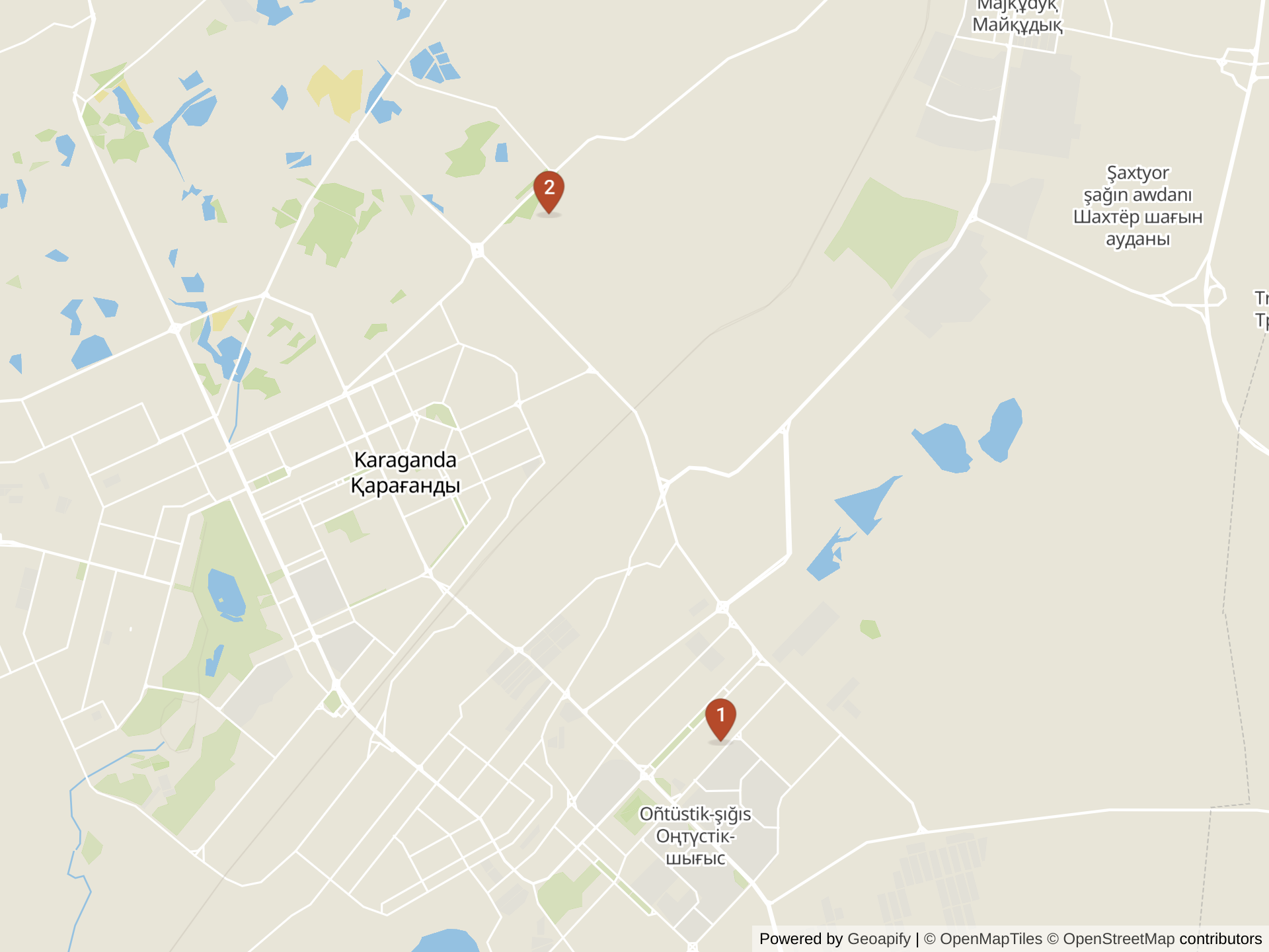 Mapa de colegios internacionales en Karagandá