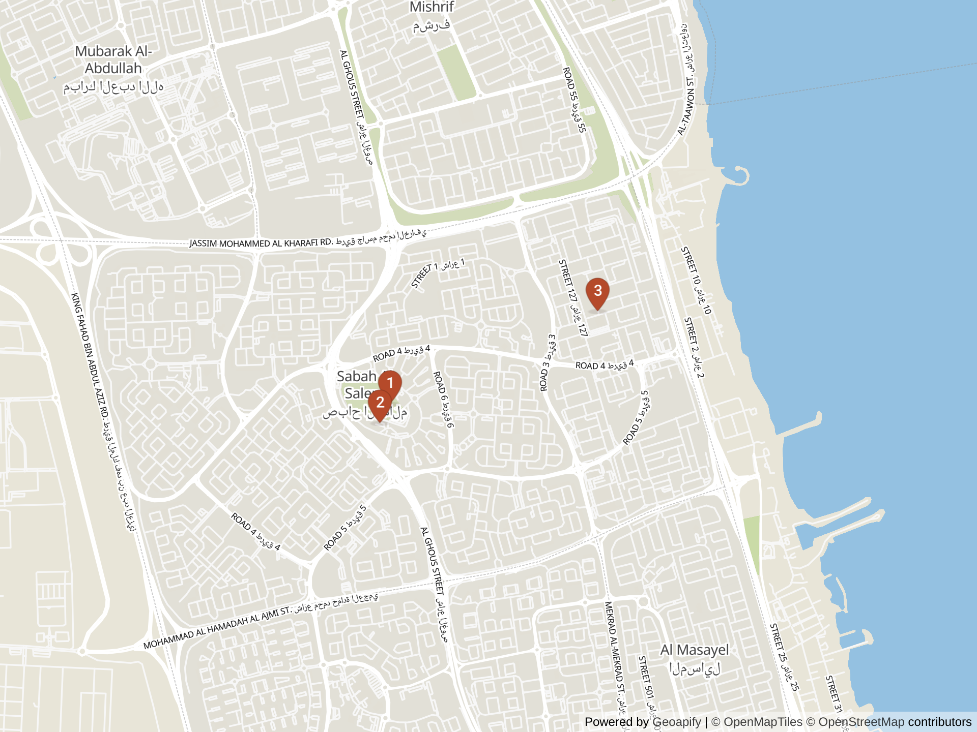 Mapa de colegios internacionales en Sabah Al Salem