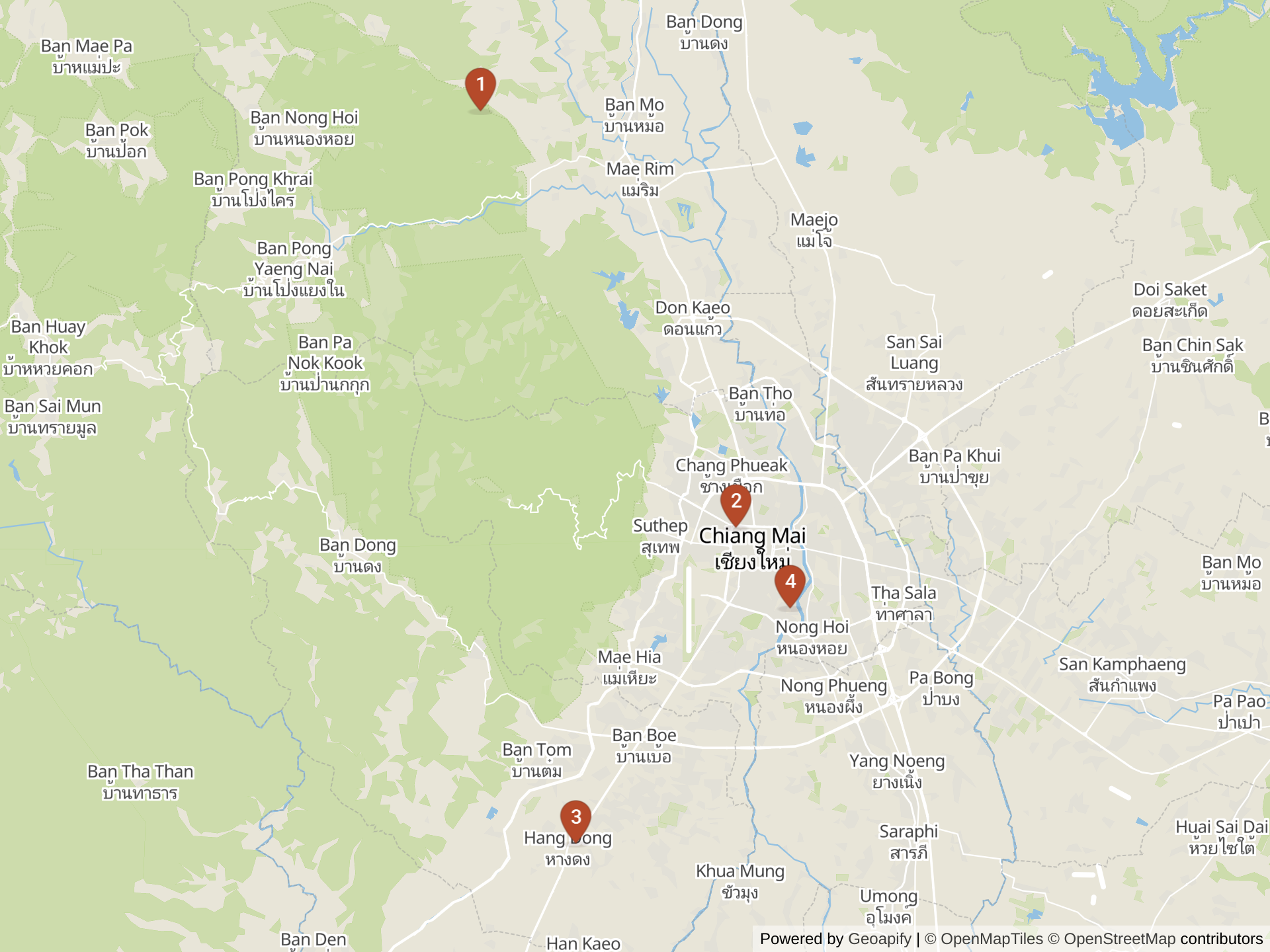 Mapa de colegios internacionales en Chiang Mai
