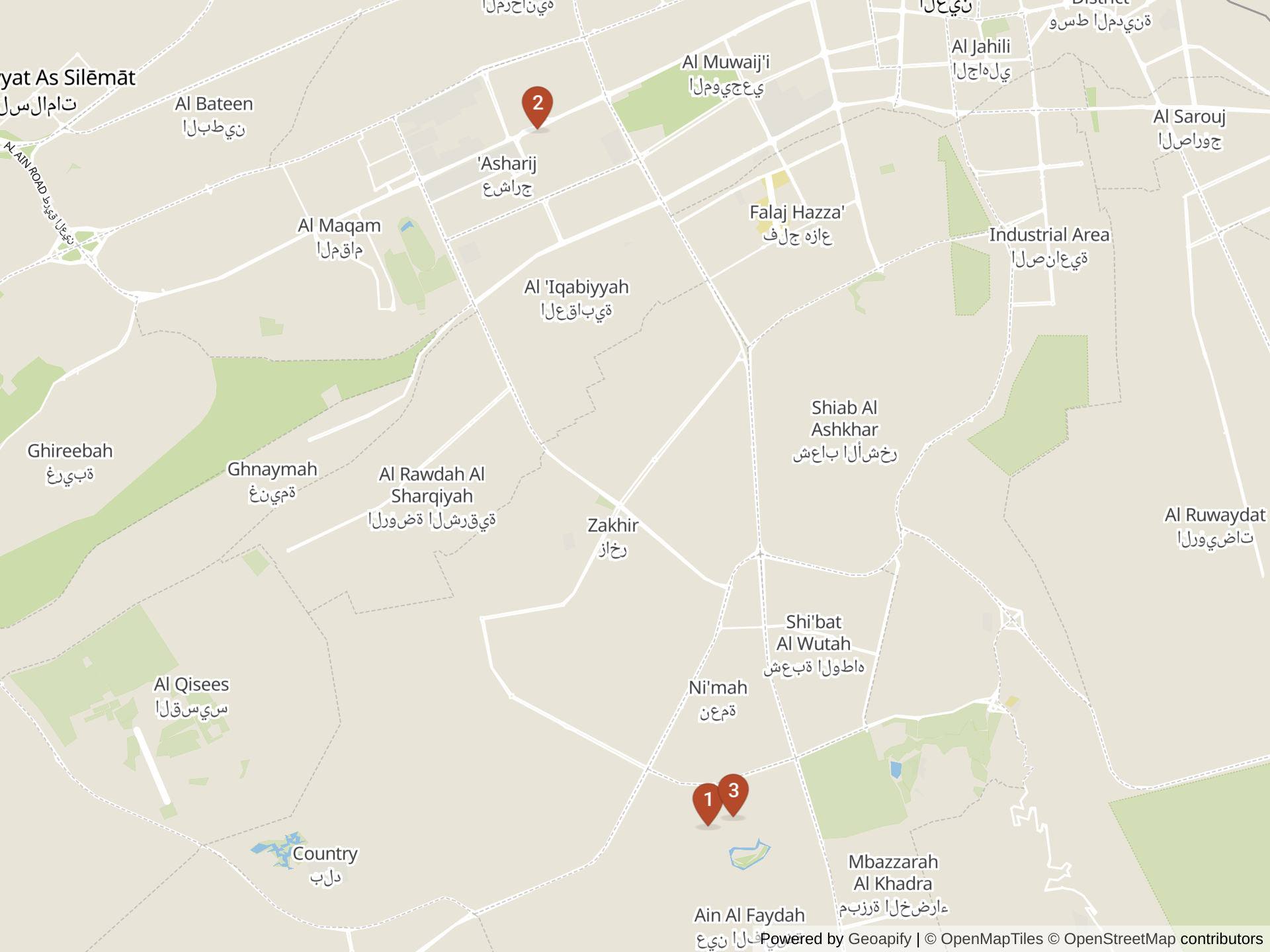 Map of international schools in Al Ain